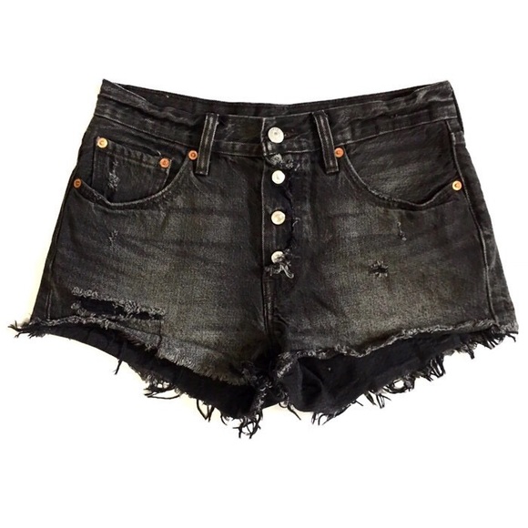 Levi's Pants - Levi's 501 Cut Off Distressed Black Shorts